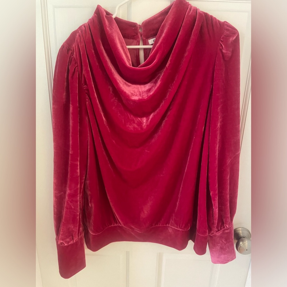 Anthropologie Pink Velvet Blouse - Picture 5 of 8